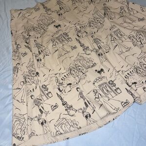 LULY K NEW YORK Chic Cream Printed Women's Skirt VINTAGE SIZE LARGE